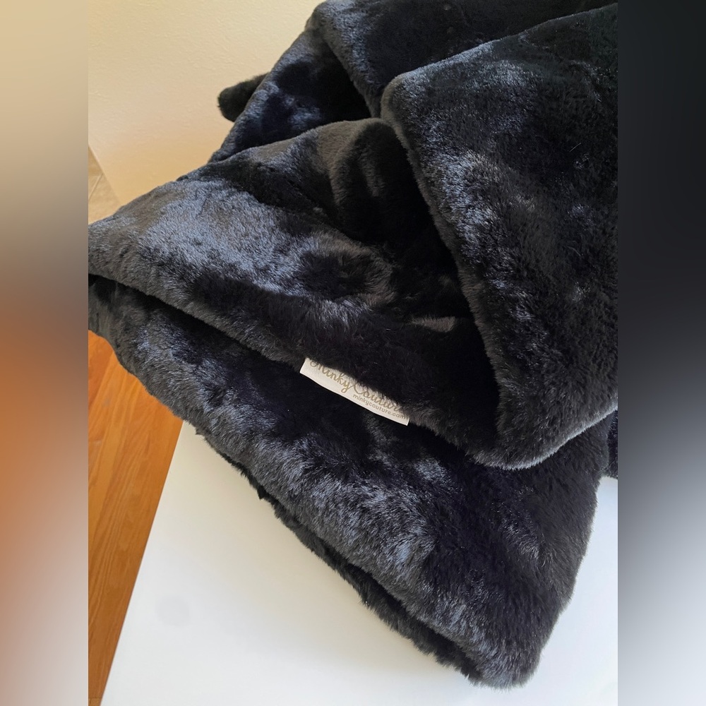 Minky Couture Black Faux Fur Throw Blanket